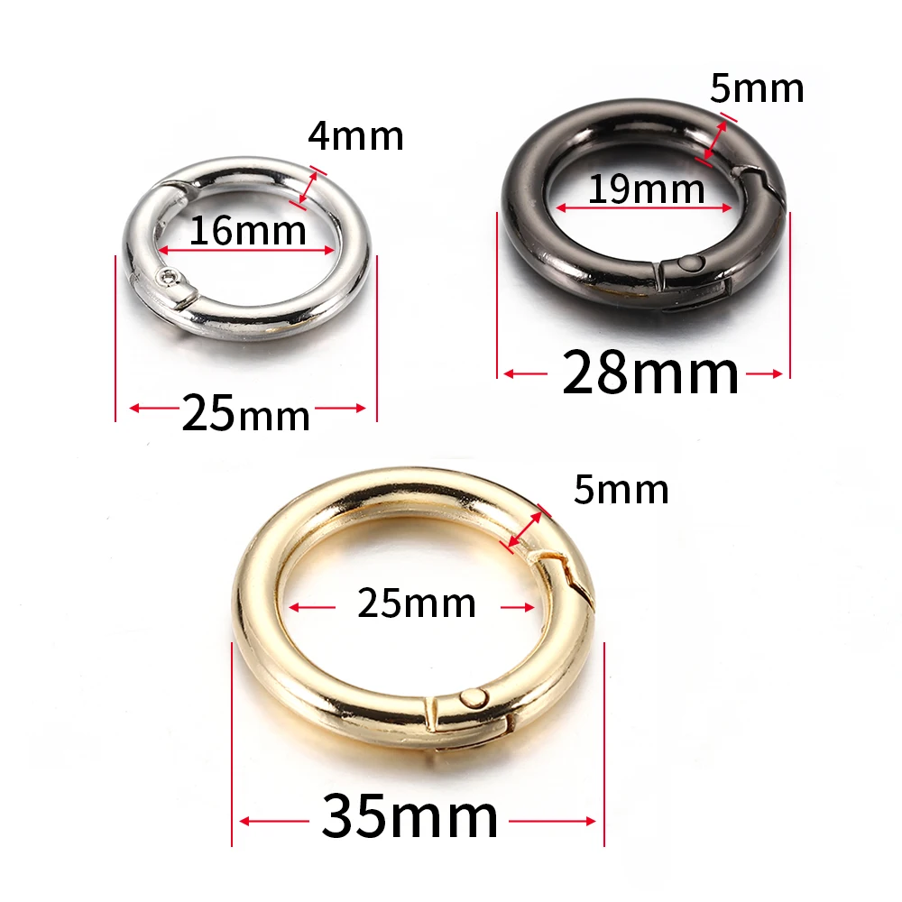 10pcs/5pcs 봄 걸쇠 키 체인 반지 KC 골드 컬러 개방형 라운드 Carabiner 후크 버클 가방 체인 키 쥬얼리 만들기 DIY