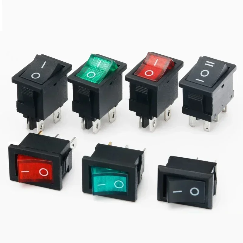 10Pcs KCD1 시리즈 2/3/4 핀 보트 자동차 로커 위치 전원 스위치 15mm x 21mm 블랙 레드 그린 6A/250V 10A/125V AC 도매