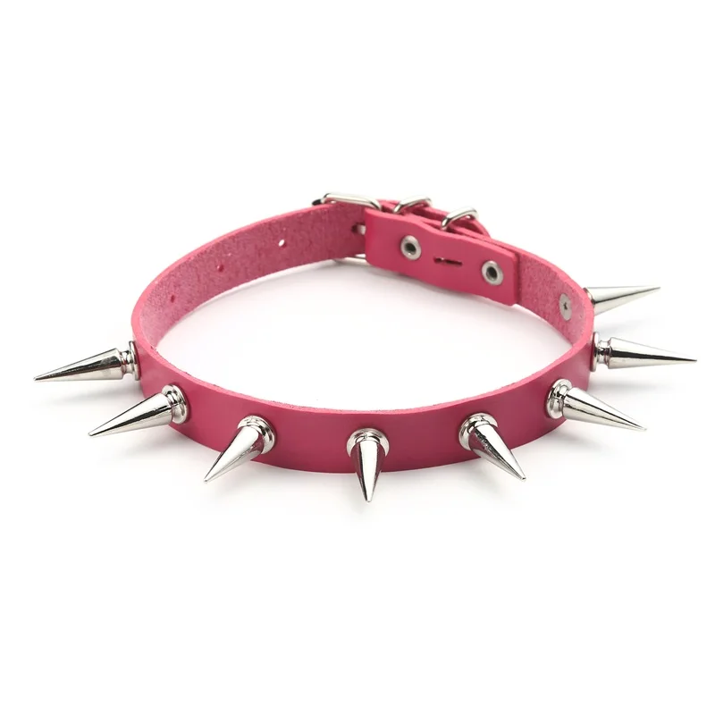블랙 스파이크 초커 목걸이 리벳 스터드 펑크 록 가짜 가죽 고스 칼라 여성 Chocker Girls 하라주쿠 의상 고딕 쥬얼리