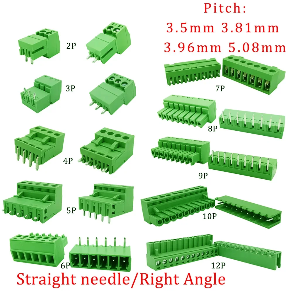 5Pair 15EDG KF2EDG 3.5mm 3.81mm 3.96mm 5.08mm PCB 나사 고정 터미널 블록 2-12Pin 수 플러그 암 소켓 핀 헤더 와이어 커넥터