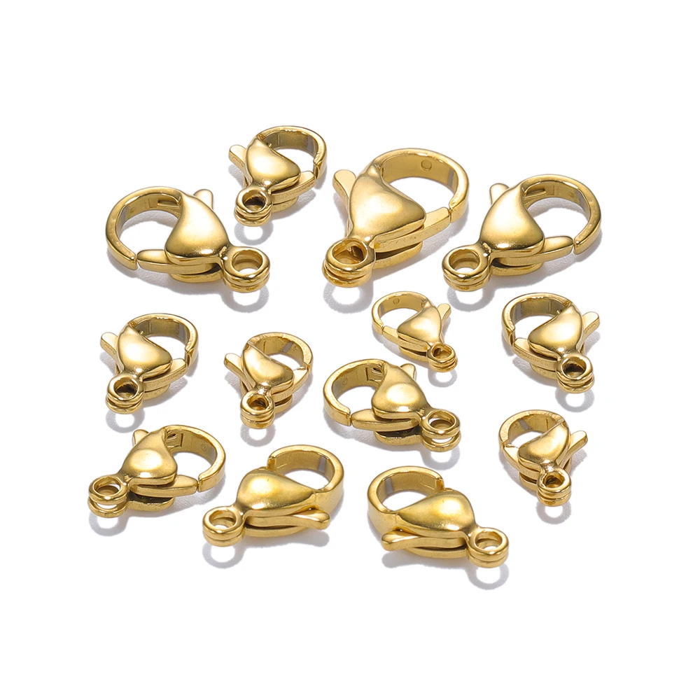 DIY 목걸이 팔찌 체인에 대 한 25pcs 18K 골드 스테인레스 스틸 랍스터 걸쇠 후크 패션 쥬얼리 결과 용품 만들기