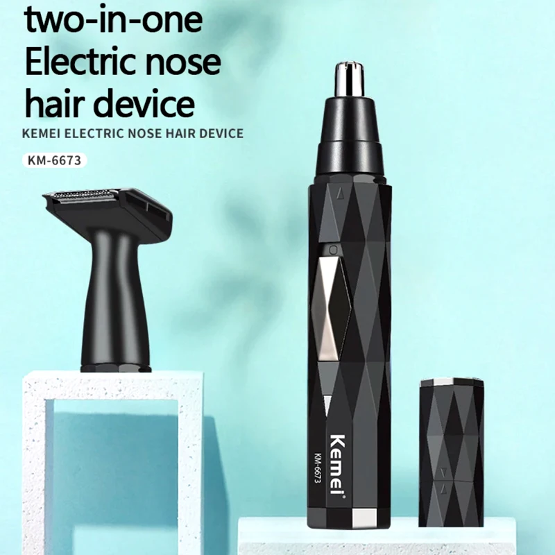 Kemei 2in1 충전식 코 헤어 트리머 수염 트리머 코와 귀 클리너 제모 기계 용 남성용 눈썹 코 트리머