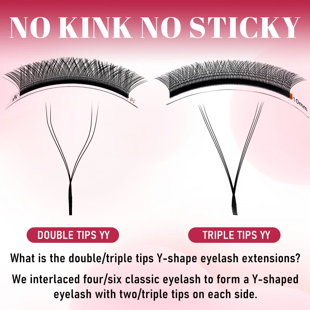 FADVAN YY 모양 속눈썹 연장 2D/3D 인조 밍크 L+/L/LU(M)/C/D/DD 8-15mm 검정/갈색 미리 제작된 팬 속눈썹 연장 분할 팁