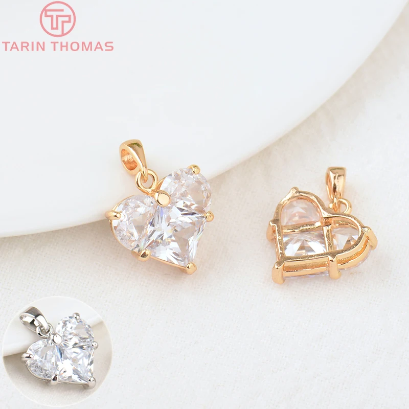 (280)4PCS 14x14.5MM 구멍 2.5MM 24K 골드 컬러 황동 지르콘 하트 참 펜던트 고품질 보석 결과 액세서리 title=(280)4PCS 14x14.5MM 구멍 2.5MM 24K 골드 컬러 황동 지르콘 하트 참 펜던트 고품질 보석 결과 액세서리 