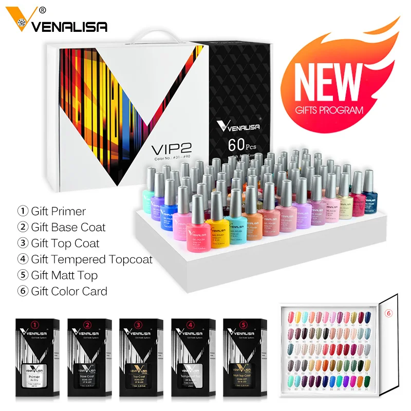VENALISA 세미 퍼머넌트 젤 폴리쉬, 겔락 네일 아트 살롱 120 컬러 글리터, 7.5ml, 소크오프 유기농 UV LED 네일 젤 바니쉬