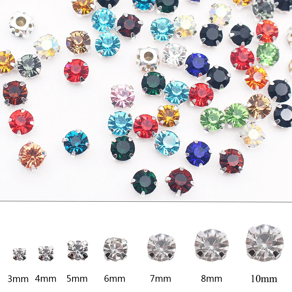 SS12-SS40 크리스탈 유리 돌 실버 클로 컵 라인 석 Strass 돌과 크리스탈 의류에 대 한 라인 석 바느질 DIY 패브릭