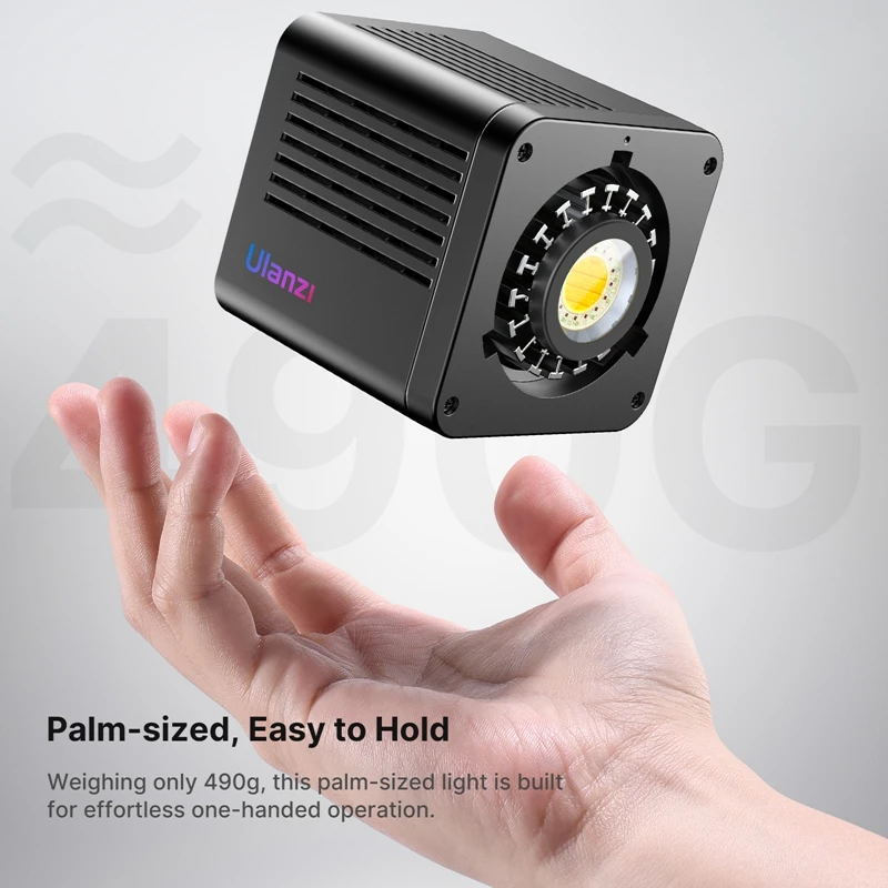Ulanzi RGB 비디오 라이트, L024, 40W, 2500-6500K, 이중 색상 0-359 °, RGB COB 라이트, 미니 보웬스 마운트 필 라이트, 3400mAh COB 라이트