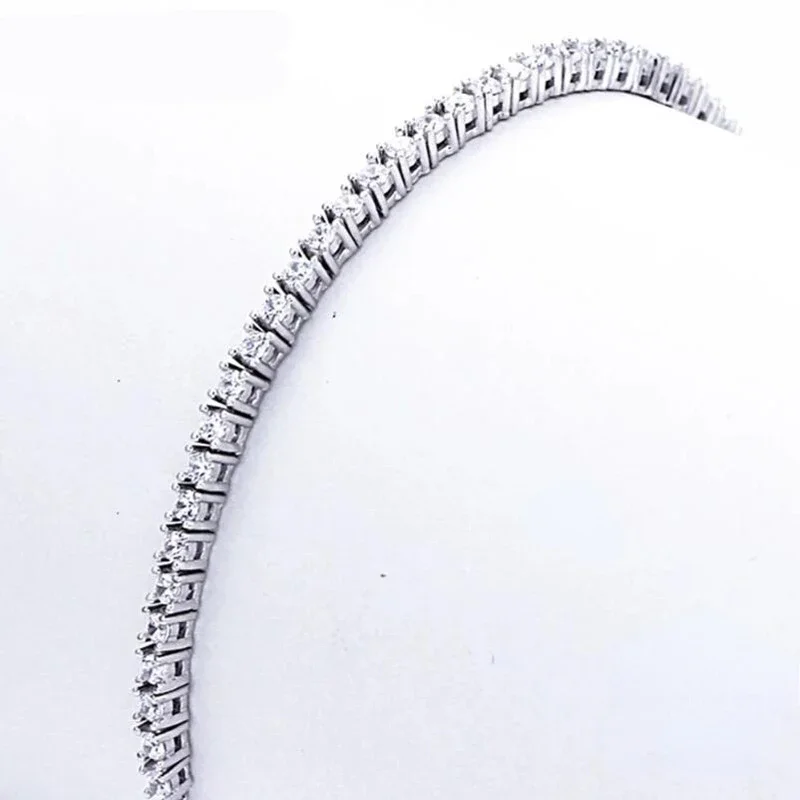 스털링 925 실버 주얼리 16cm ~ 19cm 테니스 팔찌 2mm 지르코니아 기념일 선물 정품 스털링 실버 팔찌