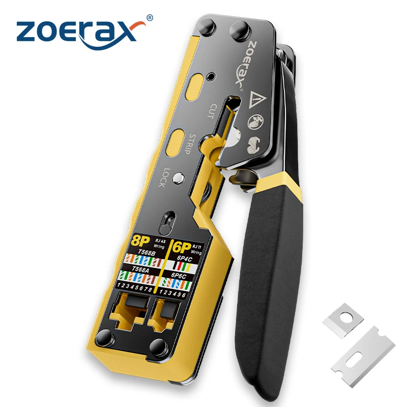 ZoeRax RJ45 압착 도구 Cat6 Cat5 Cat5e 8P8C 모듈러 커넥터 이더넷 올인원 와이어 도구 용 크림 퍼 커터 통과 title=ZoeRax RJ45 압착 도구 Cat6 Cat5 Cat5e 8P8C 모듈러 커넥터 이더넷 올인원 와이어 도구 용 크림 퍼 커터 통과 