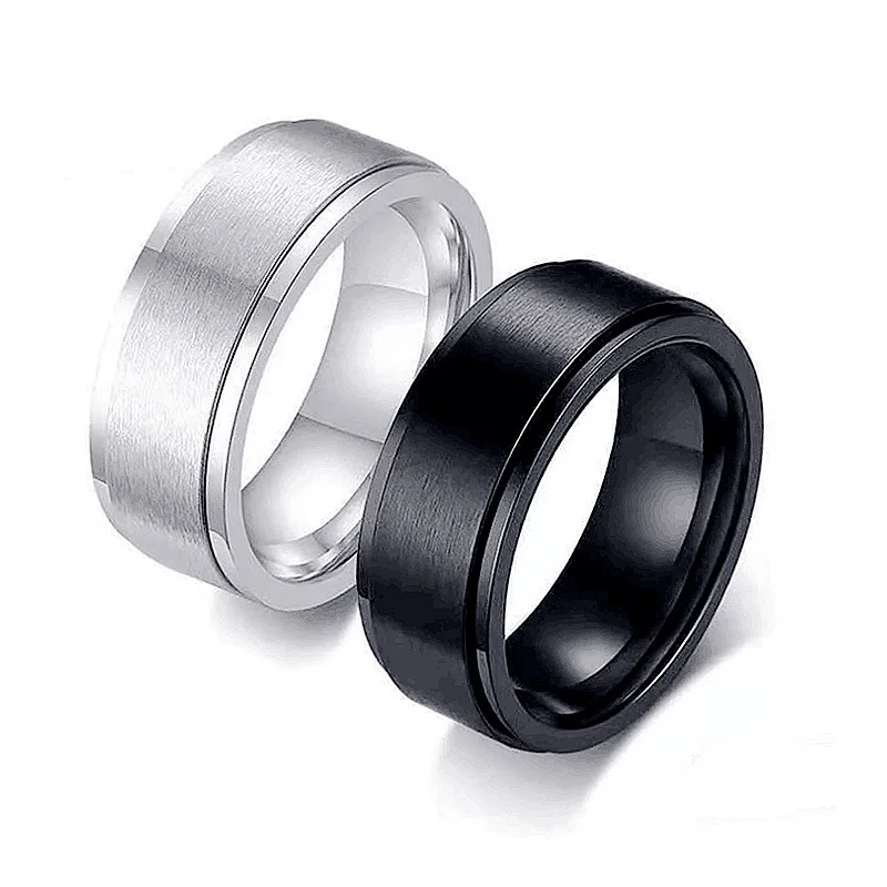 안티 스트레스 불안 Fidget Spinner 연인을위한 커플 반지 회전 스테인레스 스틸 웨딩 밴드 너클 링 쥬얼리 Anillo