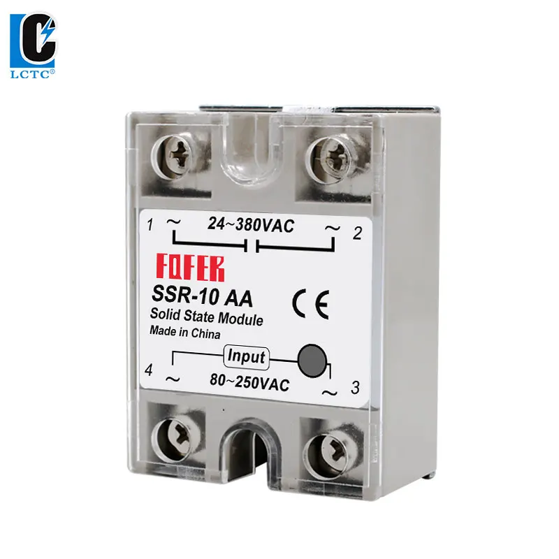 LCTC 1pcs 솔리드 스테이트 릴레이 단상 비접촉 SSR DC-DC AC-AC DC-AC 24-380VAC 10A 25A 40A 50A 60A 80A 100A