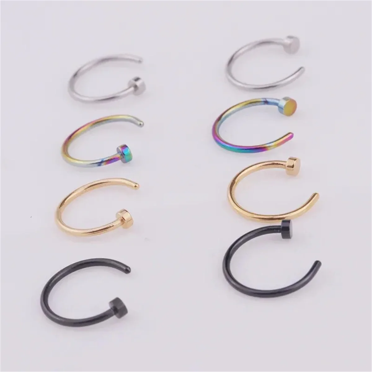 2/10pcs 여성을위한 20G 가짜 코 링 남성, 립 링에 316L 스테인레스 스틸 클립 Labret 링 코 피어싱 쥬얼리