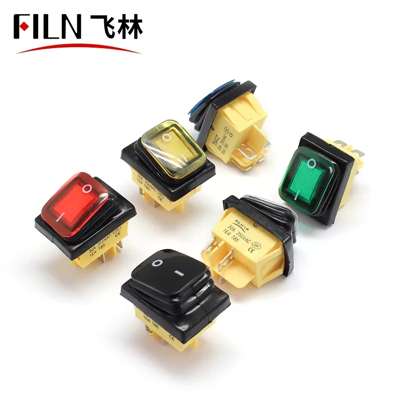 On off 30A/250V 헤비 듀티 4 핀 DPST IP67 밀폐형 방수 T85 자동 보트 해양 토글 로커 스위치(LED 12V 220V 30x22 포함)