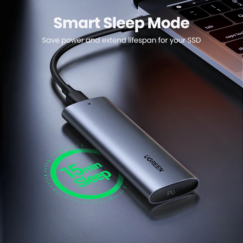 UGREEN M2 SSD 케이스 NVME 인클로저 M.2-USB 유형 C 3.1 SSD 어댑터-NVME PCIE NGFF SATA M/B 키 SSD 디스크 박스 M.2 SSD 케이스