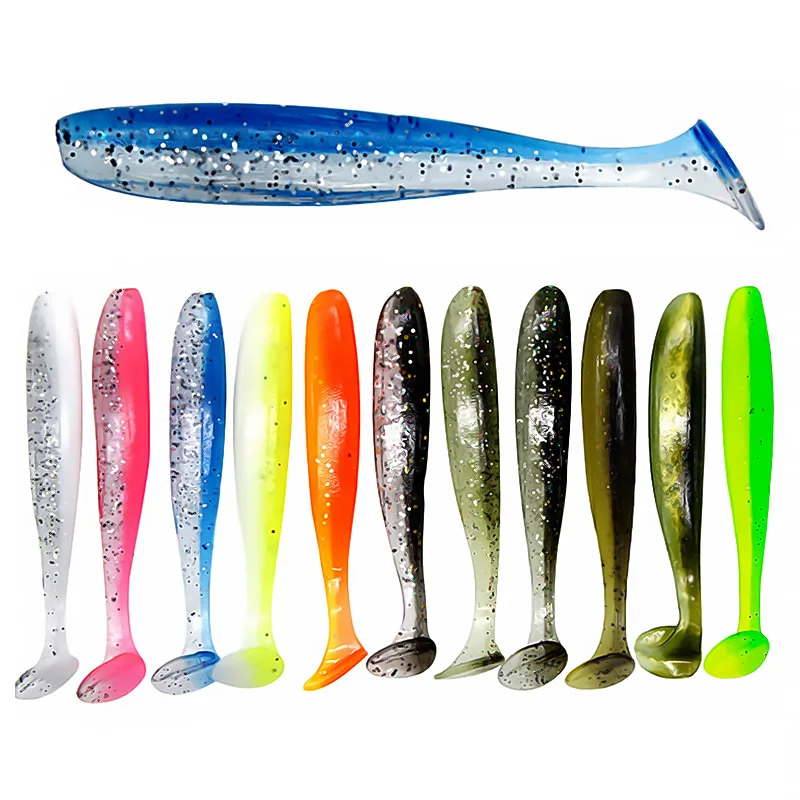 바주카포 100mm 150mm 낚시 미끼 큰 쉬운 샤이너 쉐드 웜 실리콘 T 테일 소프트 미끼 워블러 Swimbait Pesca Bass Pike Winter