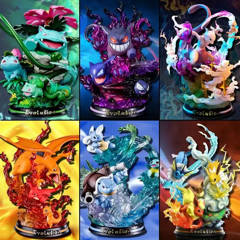 포켓몬 애니메이션 그림 Vulpix 장면 버전 입상 장난감 PVC 모델 컬렉션 인형 서프라이즈 상자 미스터리 상자 어린이를위한 선물