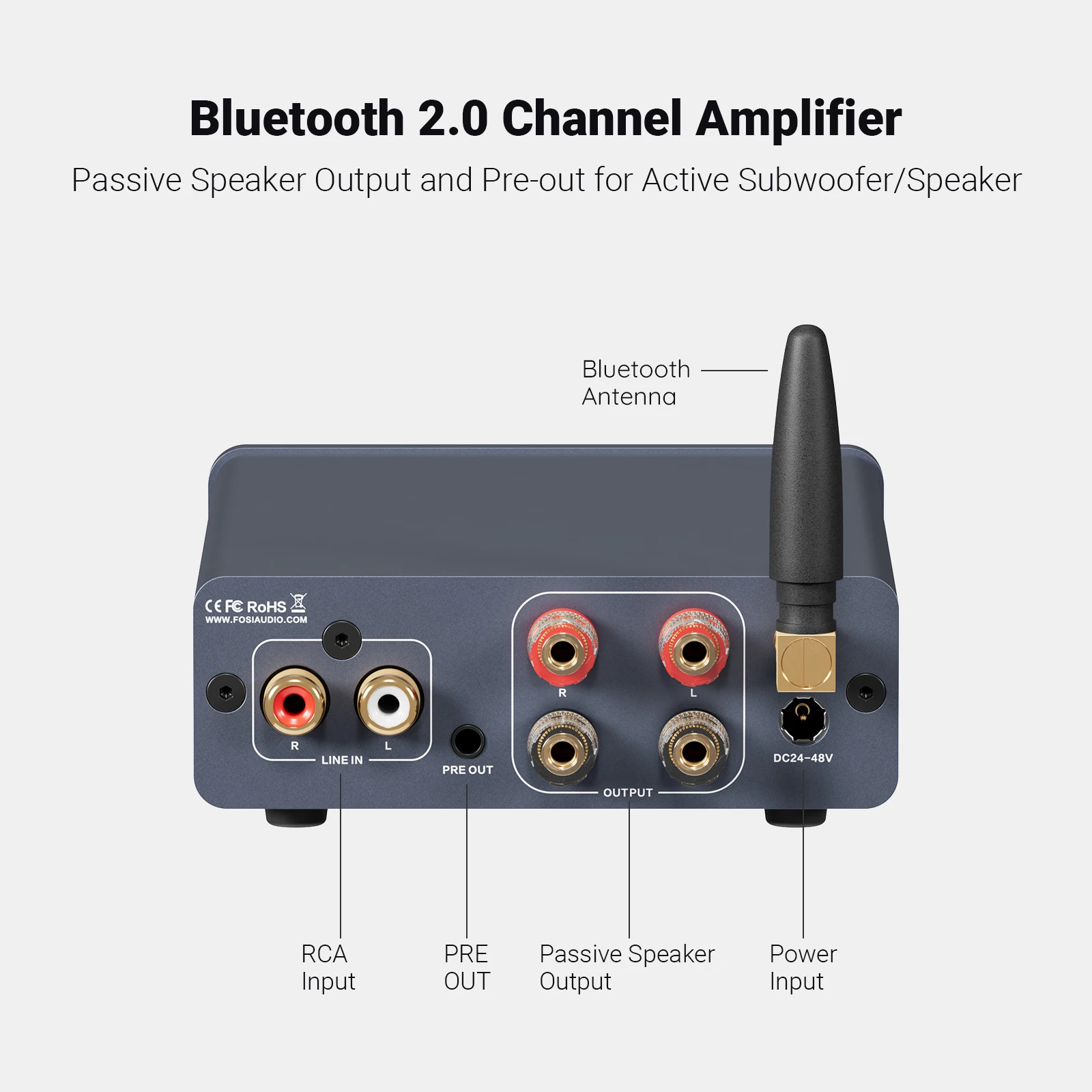 Fosi Audio BT20A Pro TPA3255 Bluetooth 사운드 전력 증폭기 300W x2 홈 시어터 용 미니 HiFi 스테레오 클래스 D 앰프베이스 트레블