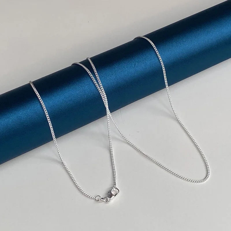 925 스털링 실버 2MM 40-75cm 사이드 체인 목걸이 남성 여성 매력 웨딩 파티 선물 쥬얼리 크리스마스 액세서리