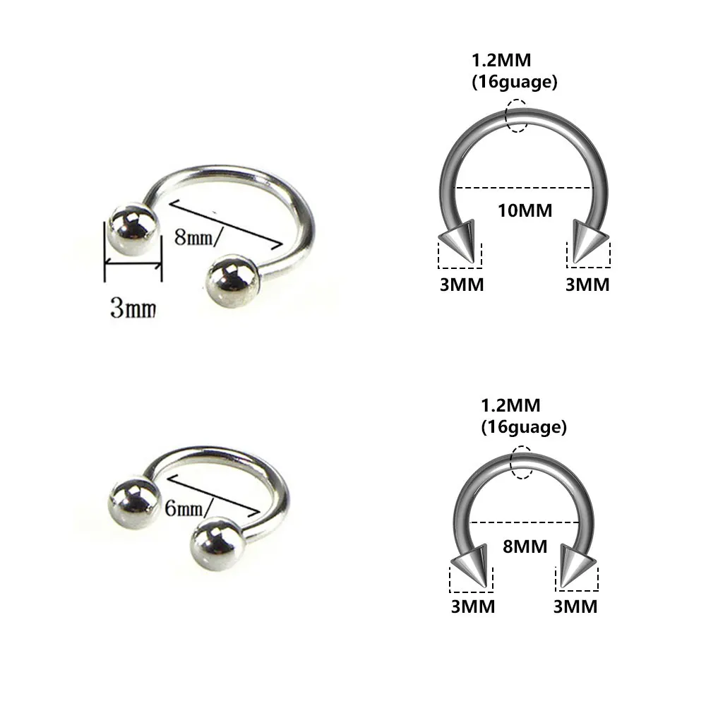 1PC 스테인레스 스틸 패션 크리스탈 CZ 후프 여성 Tragus 연골 헬릭스 스터드 귀걸이 Conch Rook Daith Lobe 피어싱 쥬얼리