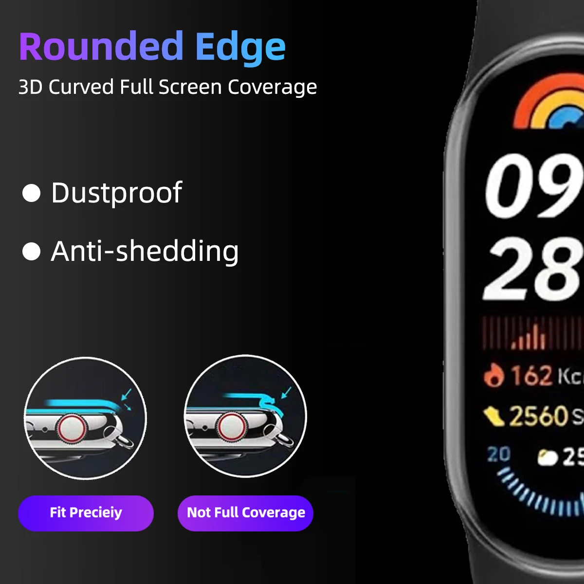 Xiaomi Mi Band 9용 화면 보호기, TPU 풀 커버리지 긁힘 방지 HD 보호 필름, Miband 9용 액세서리(유리 아님)