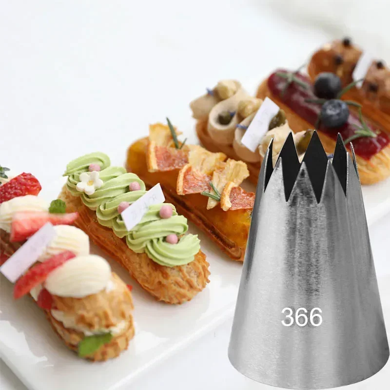 # 366 DIY 머랭 쿠키 용 대형 오픈 스타 파이핑 노즐 케이크 장식 도구 스테인레스 스틸 아이싱 크림 PastryIcing 팁