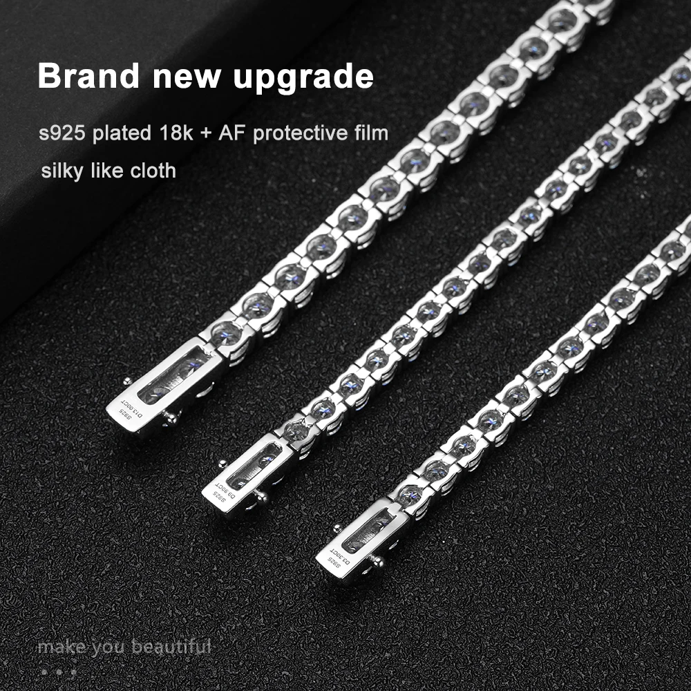 KNOBSPIN D VVS1 모이사나이트 테니스 팔찌, 오리지널 s925 스털링 실버 도금, 18k 화이트 골드, GRA 팔찌, 여성 남성