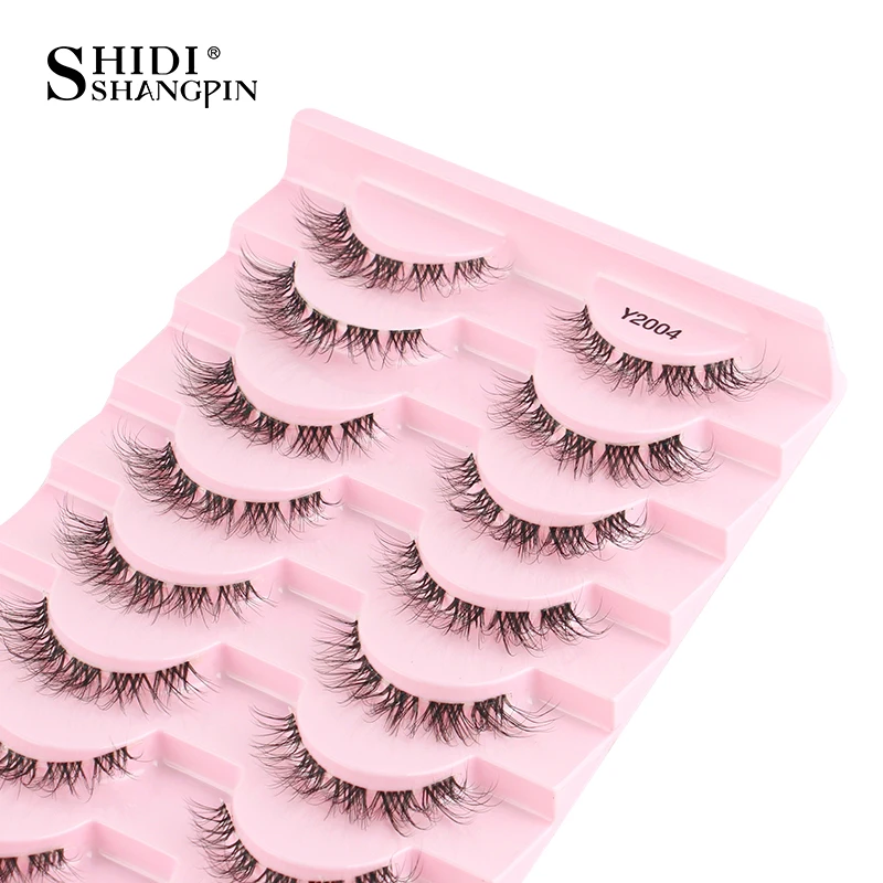 SHIDISHANGPIN 5/10Pairs 거짓 속눈썹 고양이 눈 속눈썹 속눈썹 확장 3D 밍크 반 속눈썹 자연 메이크업 faux Cils maquiagem