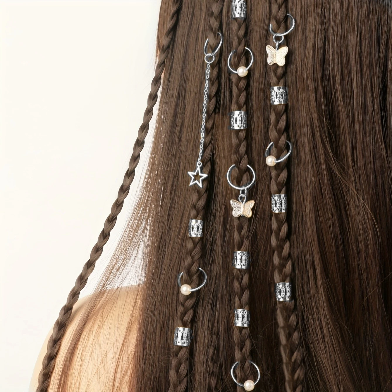 28 Pcs 머리 끈 커프스, 머리 매력 Dreadlock 쥬얼리 끈 쥬얼리 머리 끈 반지 머리 장식 쥬얼리 머리