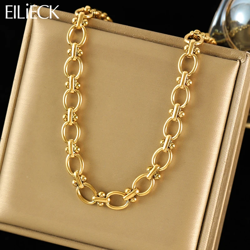 여성을위한 EILIECK 316L 스테인레스 스틸 금속 체인 목걸이 패션 18K 골드 도금 목 체인 방수 보석 레이디 선물 title=여성을위한 EILIECK 316L 스테인레스 스틸 금속 체인 목걸이 패션 18K 골드 도금 목 체인 방수 보석 레이디 선물 