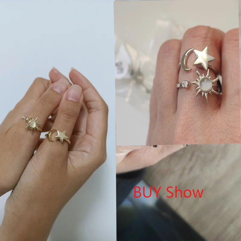 여성을위한 안티 스트레스 불안 Fidget 반지 스테인레스 스틸 해바라기 썬 스타 스피너 반지 크리스마스 보석 선물 Dropshipping