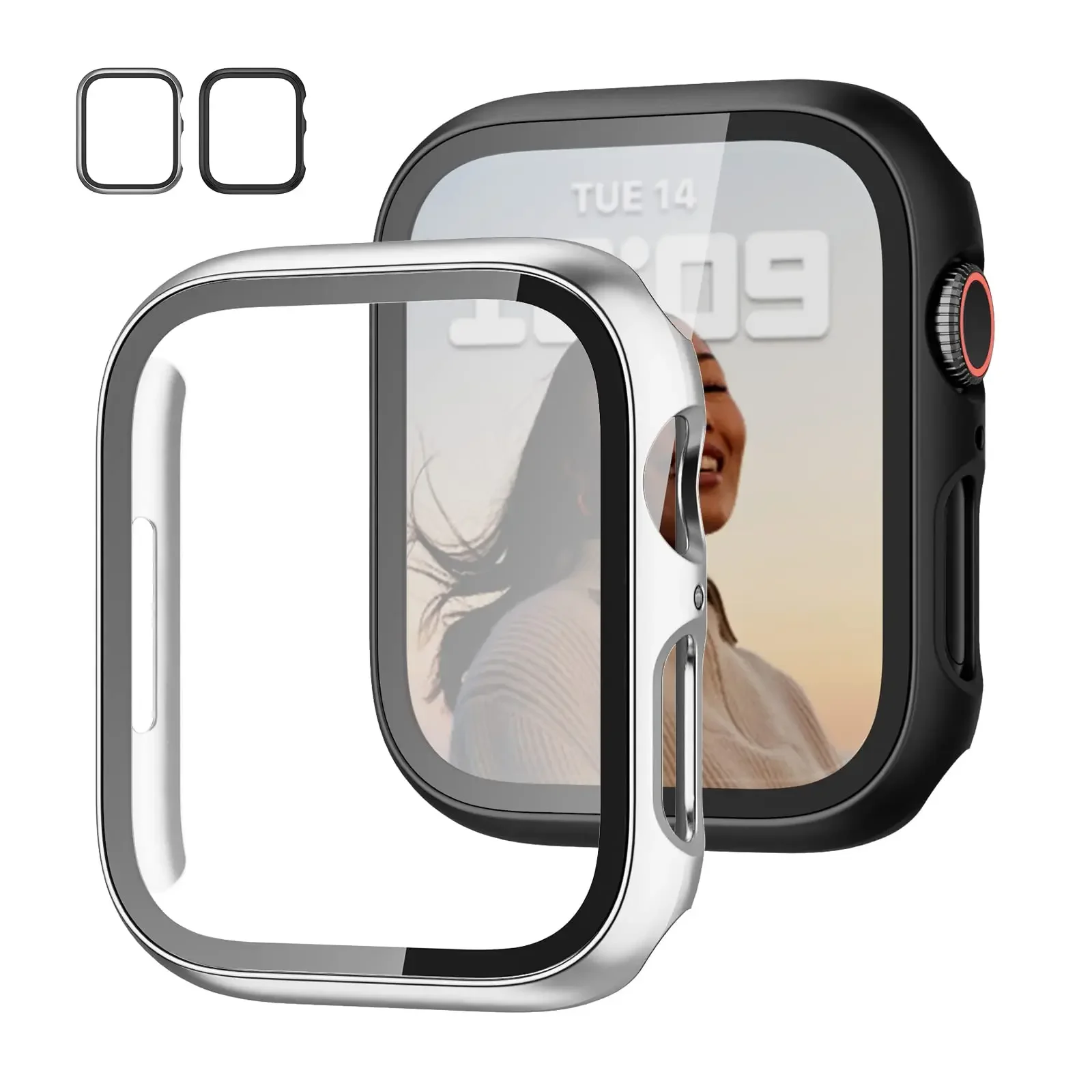 강화 유리 + 케이스 Apple Watch Series 8 7 44mm 45mm 41mm 40mm 42 iwatch 6 SE 5 4 3 화면 보호기 Apple watch 액세서리