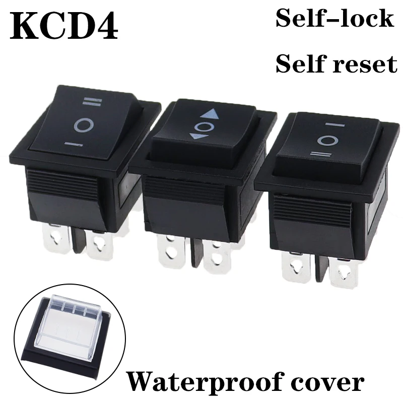 1PCS KCD4 25X31mm 블랙 로커 스위치 6 핀 3 위치 ON-OFF-ON 이중 리셋/래치 스위치 16A 250V 20A 25A 125VAC title=1PCS KCD4 25X31mm 블랙 로커 스위치 6 핀 3 위치 ON-OFF-ON 이중 리셋/래치 스위치 16A 250V 20A 25A 125VAC 