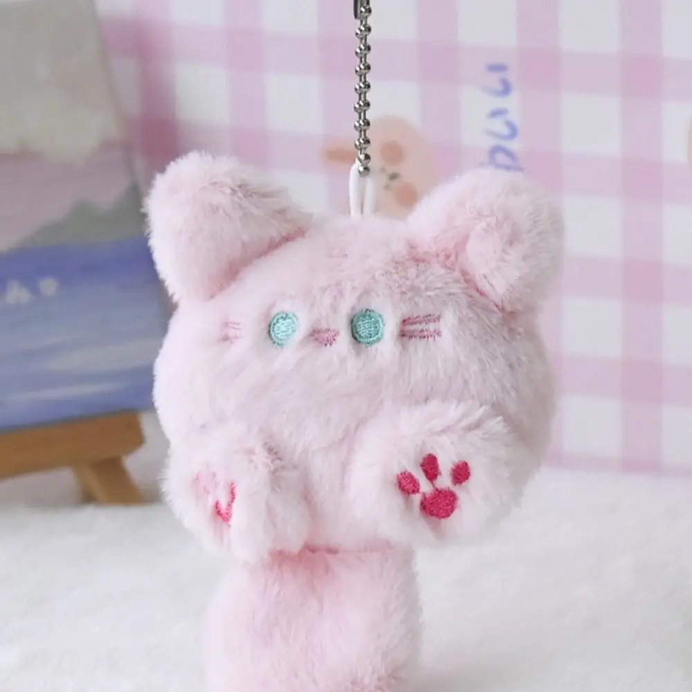 귀여운 부드러운 박제 동물 작은 고양이 키 체인 봉제 가방, 자동차 펜던트 키 체인, DIY 장신구, 어린이 박제 동물 장난감