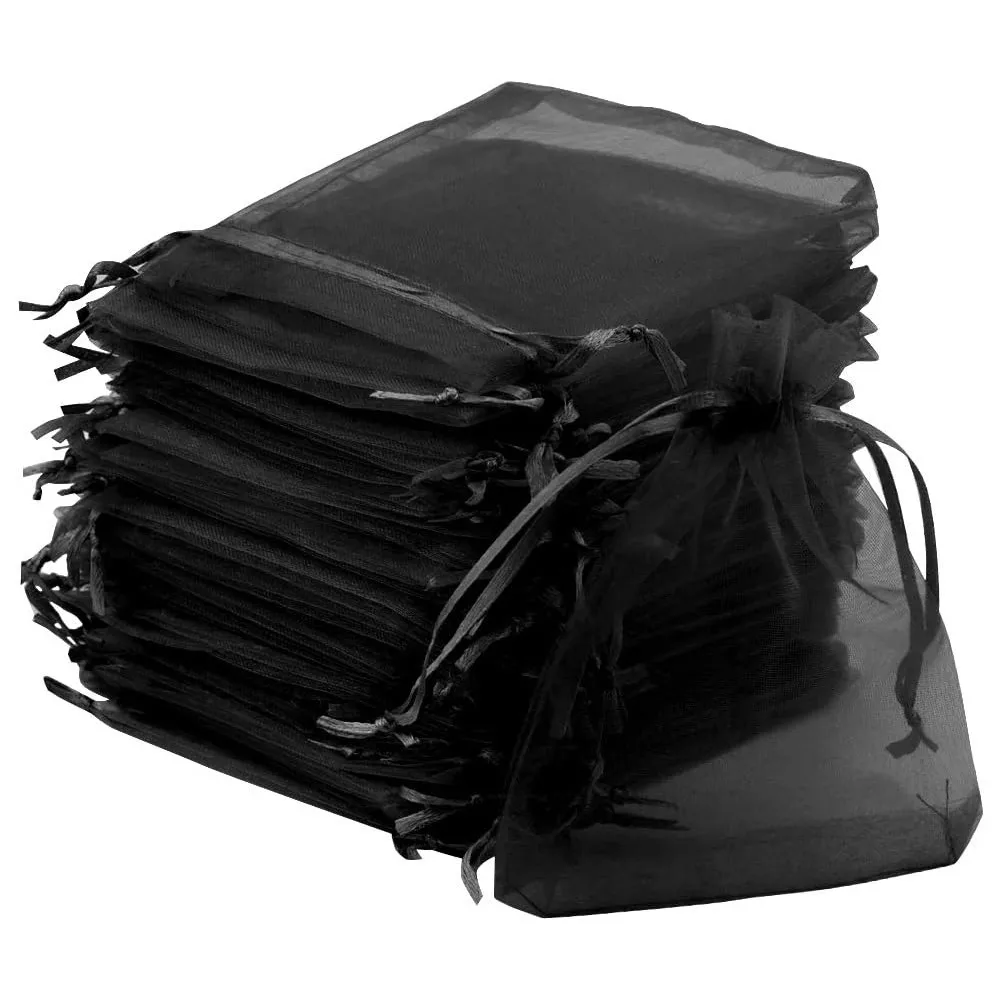 50Pcs 5x7 7x9 9x12cm 블랙 쉬어 Organza Drawstring 선물 가방 결혼식 생일 파티 호의 파우치 쥬얼리 디스플레이 포장 title=50Pcs 5x7 7x9 9x12cm 블랙 쉬어 Organza Drawstring 선물 가방 결혼식 생일 파티 호의 파우치 쥬얼리 디스플레이 포장 
