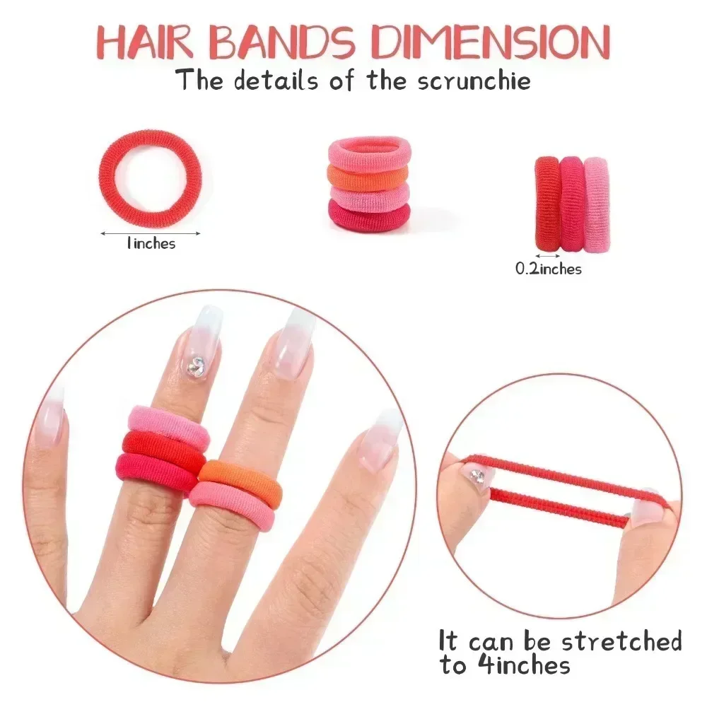 50 개/가방 여자를위한 다채로운 기본 나일론 Ealstic 헤어 넥타이 포니 테일 잡아 Scrunchie 고무 밴드 아이 패션 헤어 액세서리