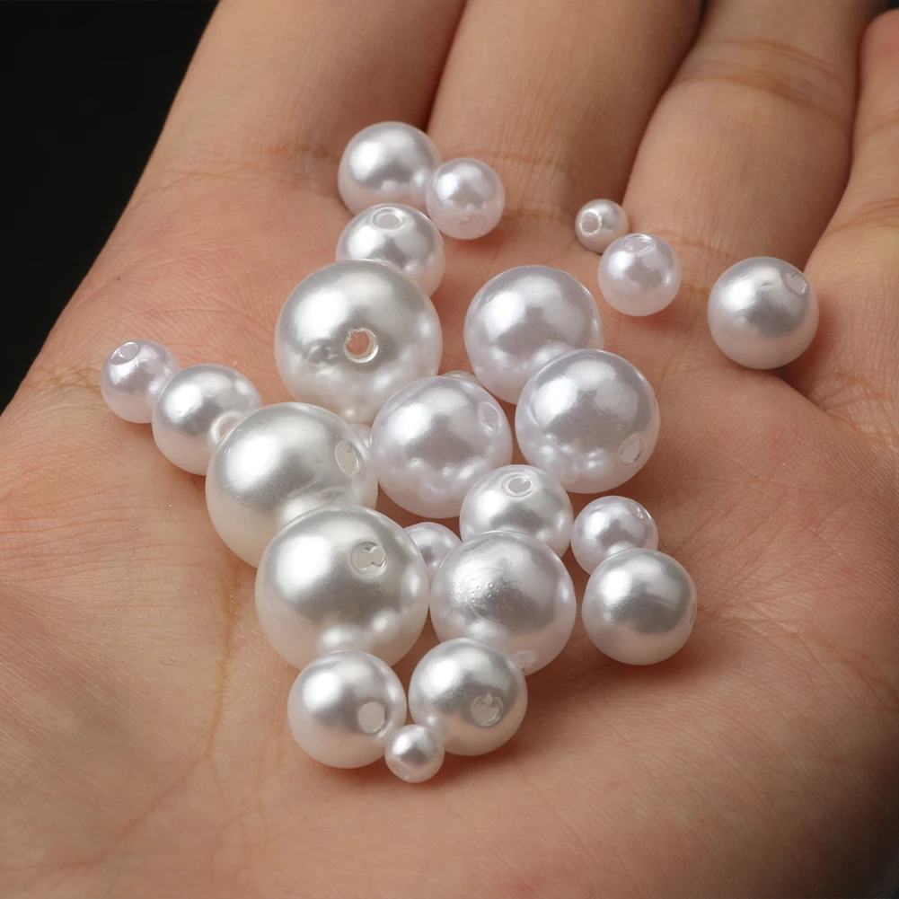 60-1000pcs ABS 진주 구슬 패션 쥬얼리에 대 한 느슨한 라운드 구슬 공예 아크릴 DIY 모조 구슬 만들기 4mm/6mm/8mm/10mm/12mm