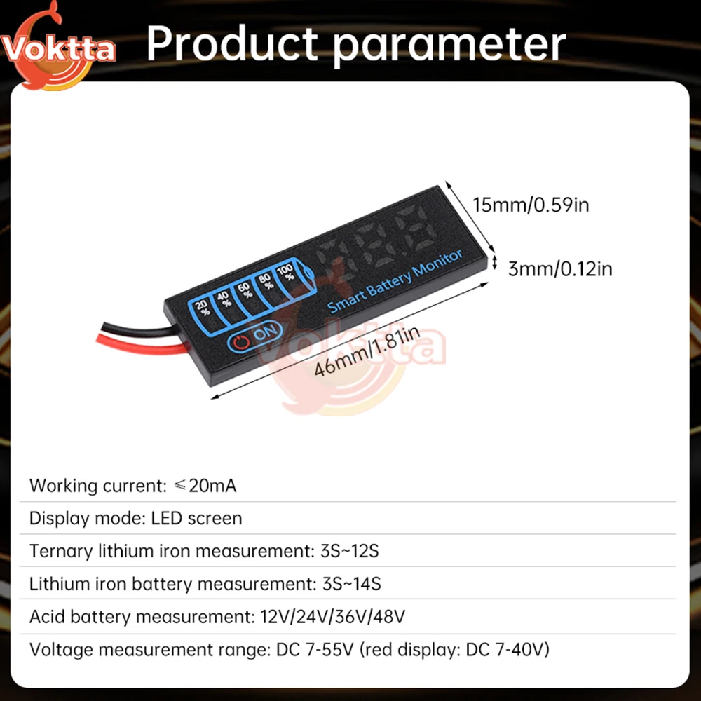 3S-14S DC7-55V 배터리 레벨 표시기 12V 24V 36V 48V 18650 Lipo 리튬 배터리 용량 보드 전압 배터리 충전 테스터