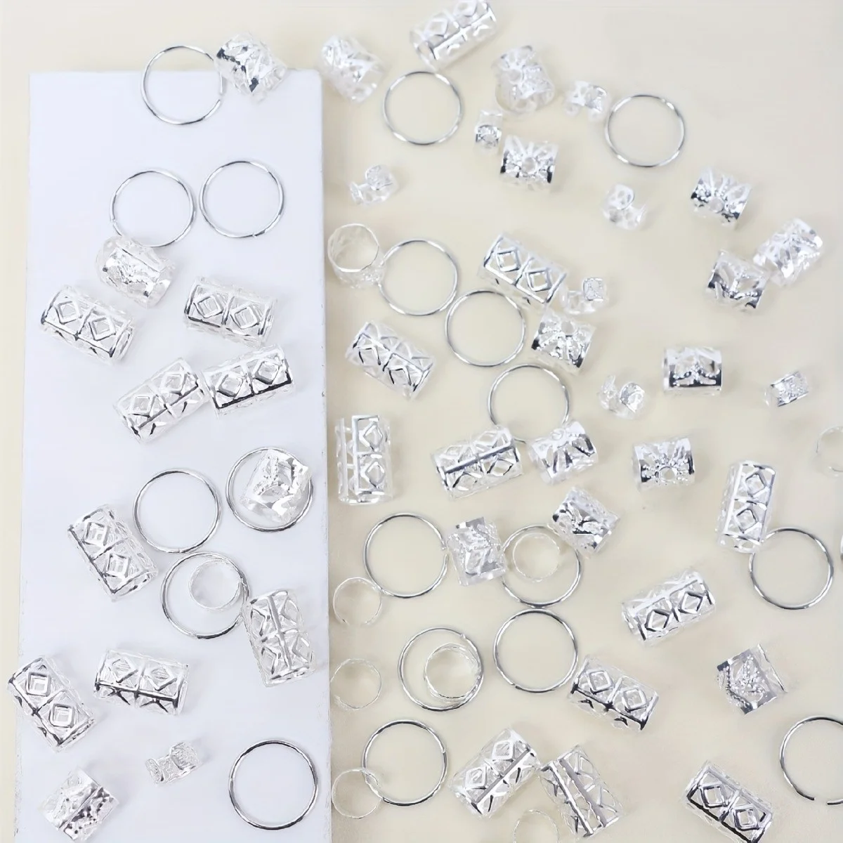 80pcs 중공 헤어 링 DIY 헤어 스타일 헤어 액세서리 Loc 헤어 쥬얼리 머리띠 Dread Locks Hair Braiding Metal Cuffs