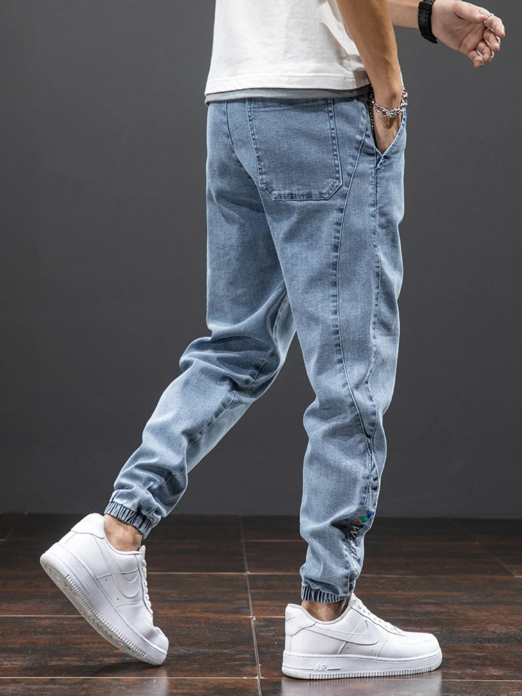 봄 여름 블랙 블루 카고 청바지 남성 streetwear 데님 조깅 바지 남성 헐렁한 하렘 진 바지 플러스 사이즈