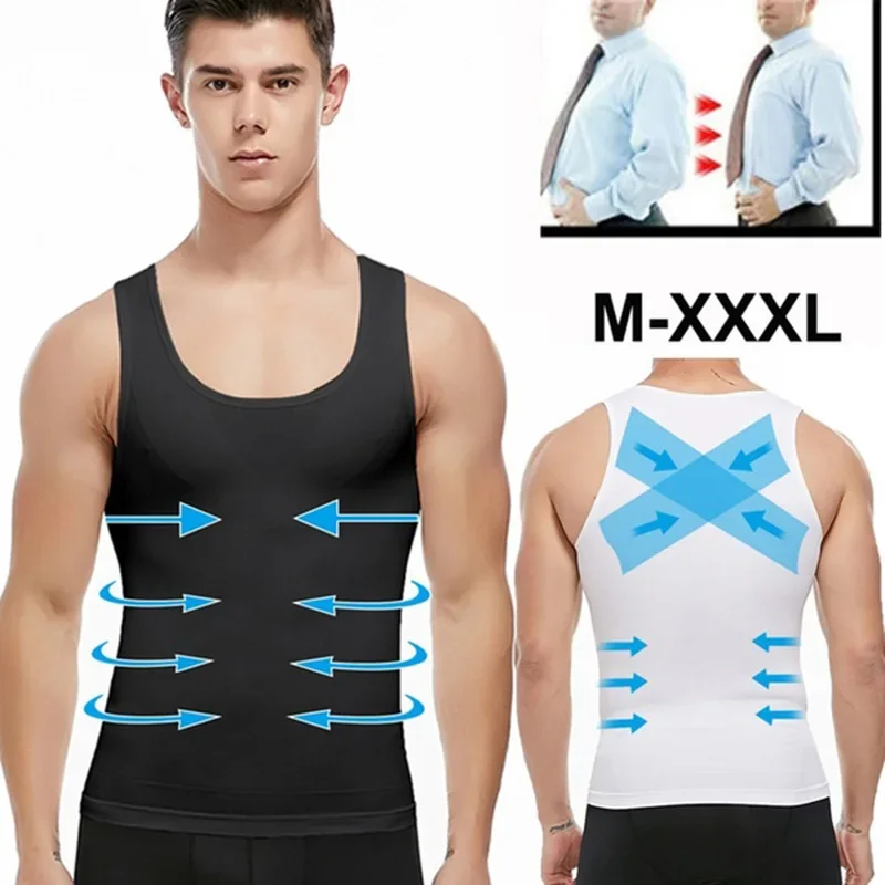 남성 슬리밍 바디 셰이퍼 Shapewear Abs 복부 압축 셔츠는 여성형 유방 운동 탱크 탑 언더 셔츠를 숨깁니다. title=남성 슬리밍 바디 셰이퍼 Shapewear Abs 복부 압축 셔츠는 여성형 유방 운동 탱크 탑 언더 셔츠를 숨깁니다. 