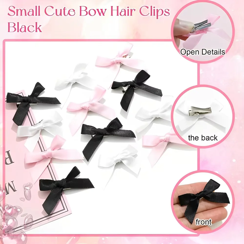 달콤한 Y2k 여자 Bowknot 미니 헤어 클립 금속 머리핀 머리 장식 자용 수제 리본 활 앞머리 클립 패션 헤어 액세서리