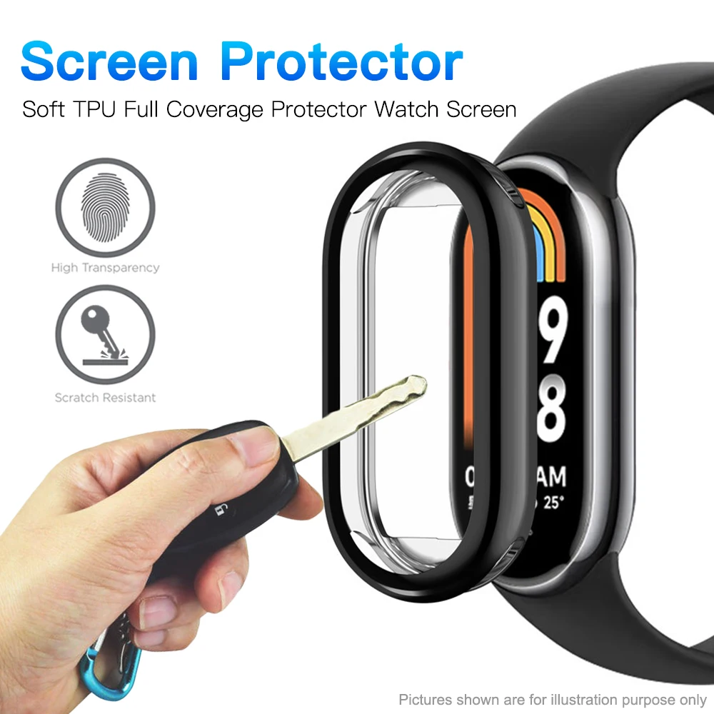 샤오미 미 밴드 9 스크린 보호대 케이스, 소프트 TPU 올 어라운드 보호 범퍼 커버, MiBand 9 쉘 액세서리