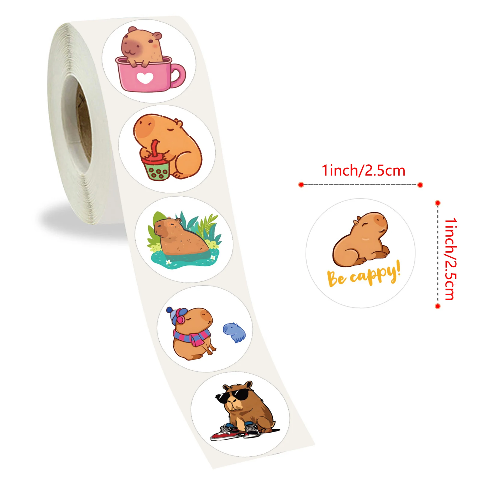 100-500pcs 귀여운 통통한 Capybara 만화 갈색 동물 스티커 DIY 스크랩북 전화 보상 인감 라벨 벽 스티커 아이 장난감