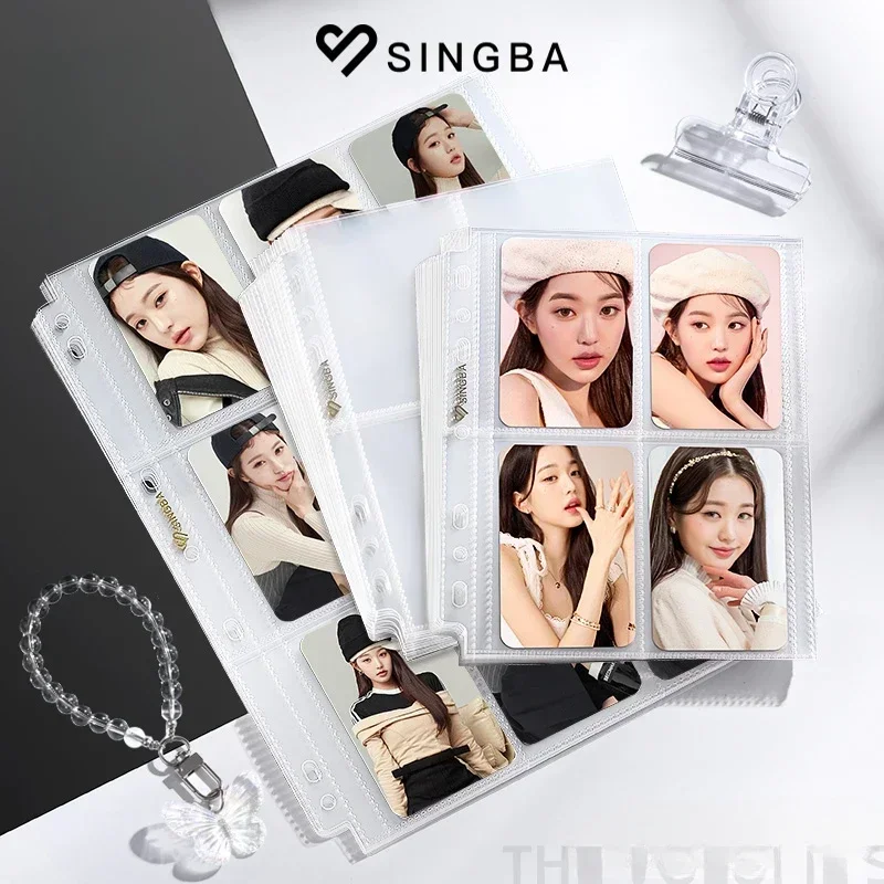 SINGBA 10pcs 클리어 시트 슬리브 A5/A4 바인더 4/9 그리드 포켓 3 인치 포토 카드 보호기 용 산성 프리-CPP 루스 리프 페이지 없음 title=SINGBA 10pcs 클리어 시트 슬리브 A5/A4 바인더 4/9 그리드 포켓 3 인치 포토 카드 보호기 용 산성 프리-CPP 루스 리프 페이지 없음 