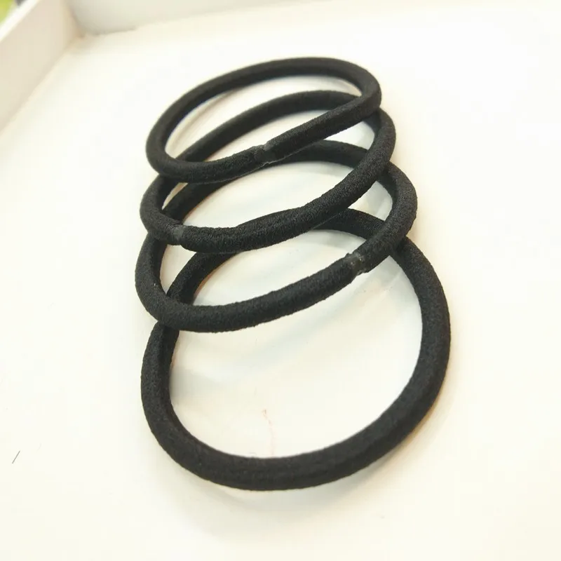 10/30/50pcs 4MM 블랙 포니 테일 홀더 여성용 탄성 헤어 밴드 Scrunchies 남자 여자 레이디 헤어 밴드 리그 머리띠 액세서리
