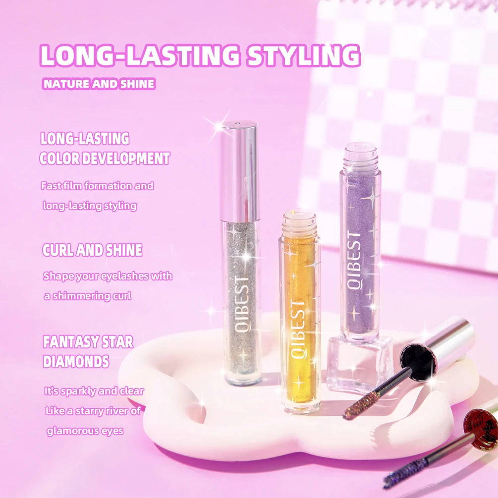 1 PC 다이아몬드 마스카라 샤이닝 갤럭시 스팽글 땀 방지 글리터 속눈썹 빠른 건조 지속 컬링 두꺼운 마스카라 쉬머 메이크업