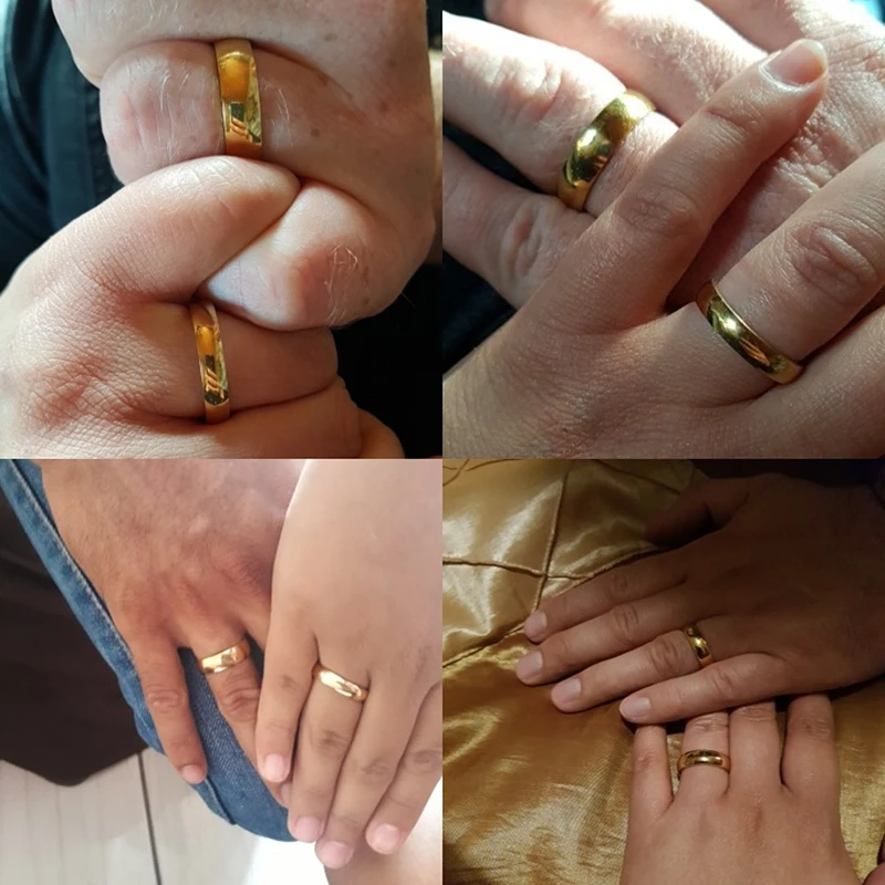 Letdivery 심플 스테인레스 스틸 결혼 반지, 금색 부드러운 여성 커플 반지, 패션 쥬얼리, 2mm, 4mm, 6mm, 8mm