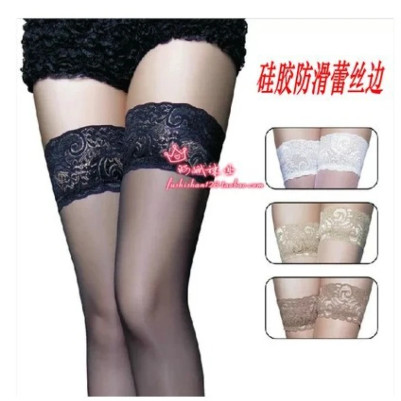 섹시한 레이스 스타킹 투명 섹시한 무릎 높은 양말 허벅지 높은 긴 양말 스타킹 여성을위한 안티-슬립 스타킹 에로틱