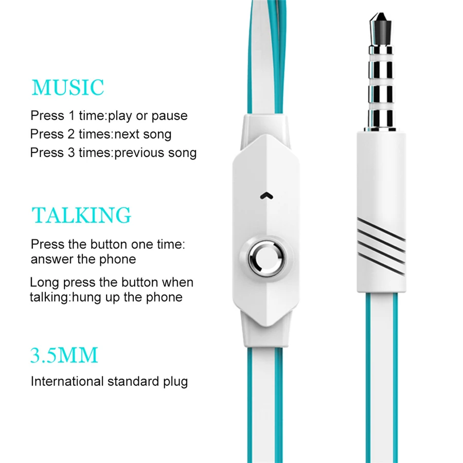 추가 베이스 헤드폰 유선 이어폰 3.5mm 이어폰(마이크 포함) 국수 스타일 наушники 삼성용 스포츠 헤드셋 auriclee