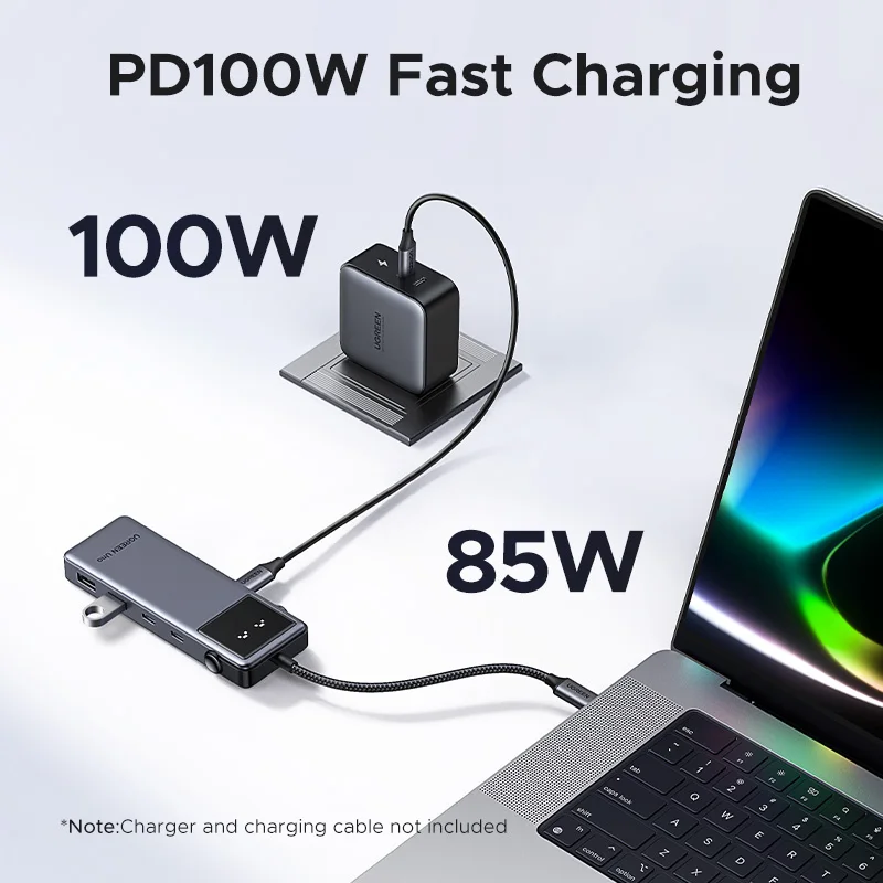 UGREEN Uno USB C 허브, 노트북용 분배기 어댑터, 맥북 프로 에어, USB 확장기, 도킹 스테이션, 6 인 1, 4K60Hz, PD100W, 10Gbps, USB3.2